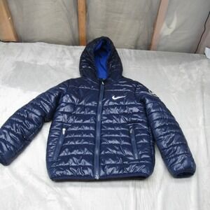 Nike Little Kids (Age 5-6) Navy Blue Puffer Jacket with Hood EXCELLENT